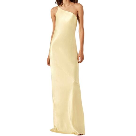Shona Joy La Lune One Shoulder Cowl Back Maxi Dress - Lemon SZ 4 - Picture 1 of 6